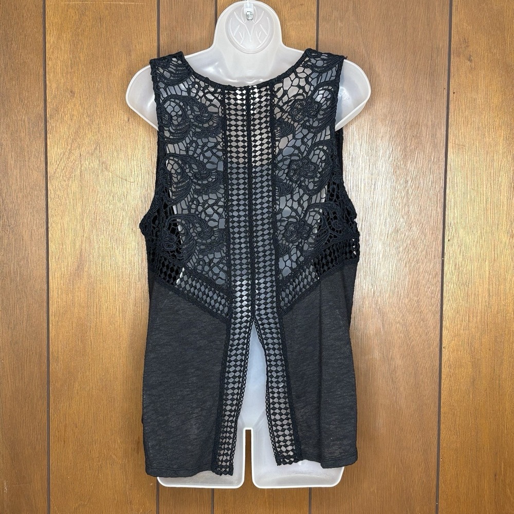Mossimo Tank Top Womens XXL Black Crochet Back Festival Boho Coquette Dark Fairy